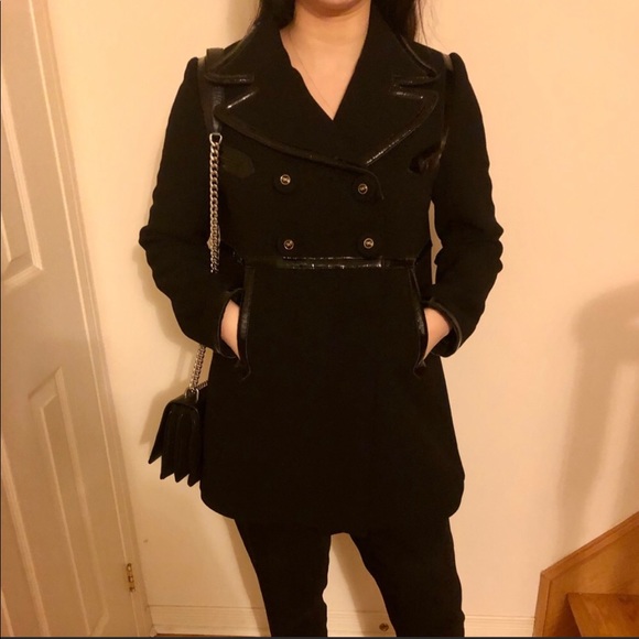 Auth ANYA HINDMARCH Virgin Wool Double-Breasted Coat Size M - Picture 7 of 10